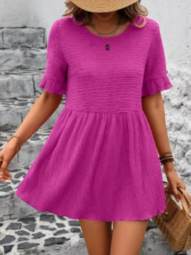 Crinkle Textured Ruffle Babydoll Blouse - Image 10