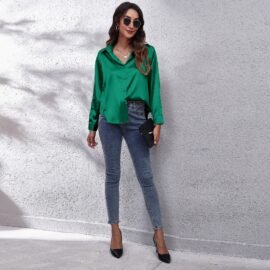 Satin Shirt Women Satin Imitation Silk Long Sleeve Shirt New Satin Shirt Women Satin Imitation Silk Long Sleeve Shirt New - Image 5