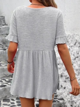 Crinkle Textured Ruffle Babydoll Blouse - Image 4