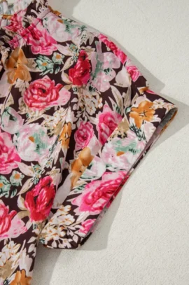 Floral Ruffle V-Neck Tie Front Blouse Floral Ruffle V-Neck Tie Front Blouse - Image 10
