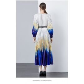 Tie Dye Pleated Maxi Dress Long Sleeve - Image 4