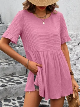 Crinkle Textured Ruffle Babydoll Blouse - Image 17