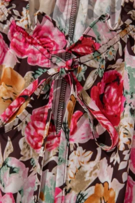 Floral Ruffle V-Neck Tie Front Blouse Floral Ruffle V-Neck Tie Front Blouse - Image 9