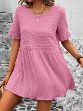 Crinkle Textured Ruffle Babydoll Blouse - Image 14