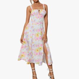 Floral Ruched Milkmaid Midi Dress - Image 4