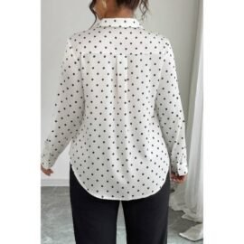Plus Size Polka Dot Button Up Long Sleeve Shirt product image