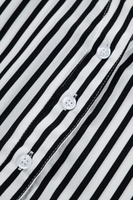 Black Striped Half Sleeve Button-Up Shirt - Image 7
