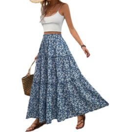 High Waisted Floral Tiered Maxi Skirt Boho A Line Flowy Long Skirt High Waisted Floral Tiered Maxi Skirt Boho A Line Flowy Long Skirt - Image 5