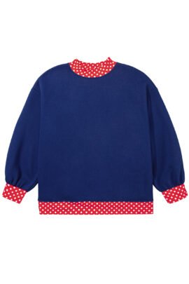Racing Red Polka Dot Patchwork Round Neck Plus Size Sweatshirt - Image 25
