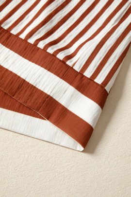 Brown Stripe Babydoll Long Sleeve Blouse Brown Stripe Babydoll Long Sleeve Blouse - Image 8