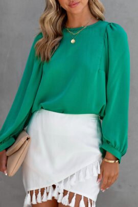 Glossy Silky Satin Puff Long Sleeve Blouse | Feminine Touch Glossy Silky Satin Puff Long Sleeve Blouse | Feminine Touch - Image 2