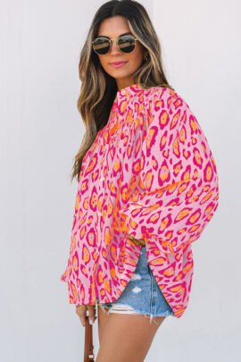 Jet Stream Oversized Leopard Print Balloon Sleeve Casual Shirt Jet Stream Oversized Leopard Print Balloon Sleeve Casual Shirt - Image 9