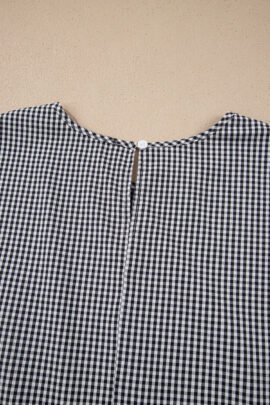 Black Plus Size Plaid Bow Decor Bell Sleeve Round Neck Jumper Black Plus Size Plaid Bow Decor Bell Sleeve Round Neck Jumper - Image 8