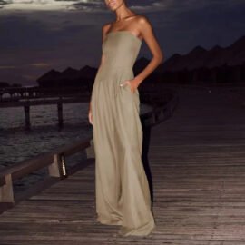 Loose Tube-top Jumpsuit Ins Fashion Backless Wide Leg Long Pants Overalls Women's Clothing - Image 7