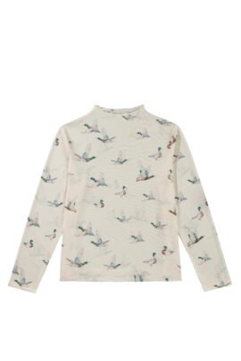 Beige Mesh Duck Print Tunic Long Sleeve Plus Size Blouse Beige Mesh Duck Print Tunic Long Sleeve Plus Size Blouse - Image 12