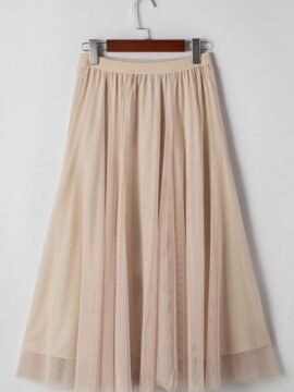 Tulle Mesh Overlay Flared Midi Skirt cd2a93cb765c4792bcb0e2dff5f958a5-Max-Origin