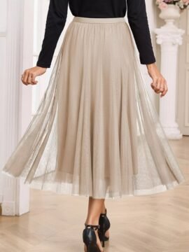 Tulle Mesh Overlay Flared Midi Skirt d3450e6404aa42bb909ff173ba18be47-Max-Origin