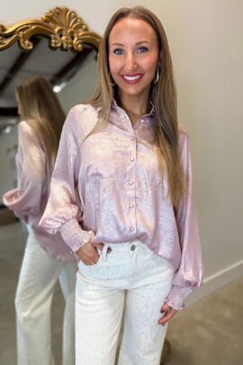 Delicacy Long Sleeve Button Front Ruffle Cuffs Back Paneling Shirt Delicacy Long Sleeve Button Front Ruffle Cuffs Back Paneling Shirt - Image 6
