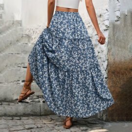 High Waisted Floral Tiered Maxi Skirt Boho A Line Flowy Long Skirt High Waisted Floral Tiered Maxi Skirt Boho A Line Flowy Long Skirt - Image 4