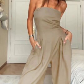 Loose Tube-top Jumpsuit Ins Fashion Backless Wide Leg Long Pants Overalls Women's Clothing - Image 3