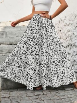 High Waisted Floral Tiered Maxi Skirt Boho A Line Flowy Long Skirt High Waisted Floral Tiered Maxi Skirt Boho A Line Flowy Long Skirt - Image 9