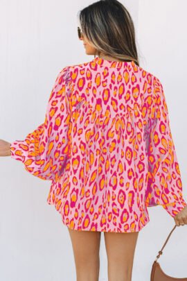 Jet Stream Oversized Leopard Print Balloon Sleeve Casual Shirt Jet Stream Oversized Leopard Print Balloon Sleeve Casual Shirt - Image 8