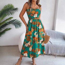 Flowers Print Suspender Corset Dress Ins Fashion Holiday Beach Long Dresses Summer Clothing For Women Flowers Print Suspender Corset Dress Ins Fashion Holiday Beach Long Dresses Summer Clothing For Women - Image 2