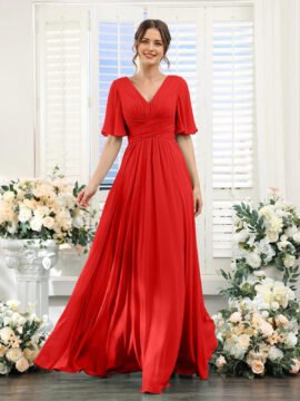 Split Mixed Satin Banquet Evening Long Dress - Image 8