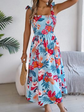 Flowers Print Suspender Corset Dress Ins Fashion Holiday Beach Long Dresses Summer Clothing For Women Flowers Print Suspender Corset Dress Ins Fashion Holiday Beach Long Dresses Summer Clothing For Women - Image 8