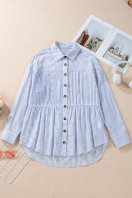 Sky Blue Stripe Striped Buttoned up Long Sleeve Shirt Sky Blue Stripe Striped Buttoned up Long Sleeve Shirt - Image 5