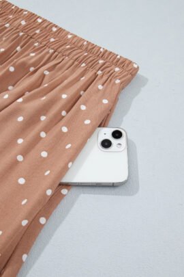 Brown Polka Dot Lace Hem Elegant Long Shift Skirt - Image 20
