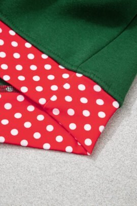 Racing Red Polka Dot Patchwork Round Neck Plus Size Sweatshirt - Image 43