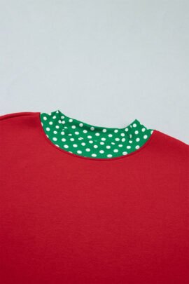 Dark Blue Polka Dot Trim Baggy Pullover 2pcs Short Set - Image 44
