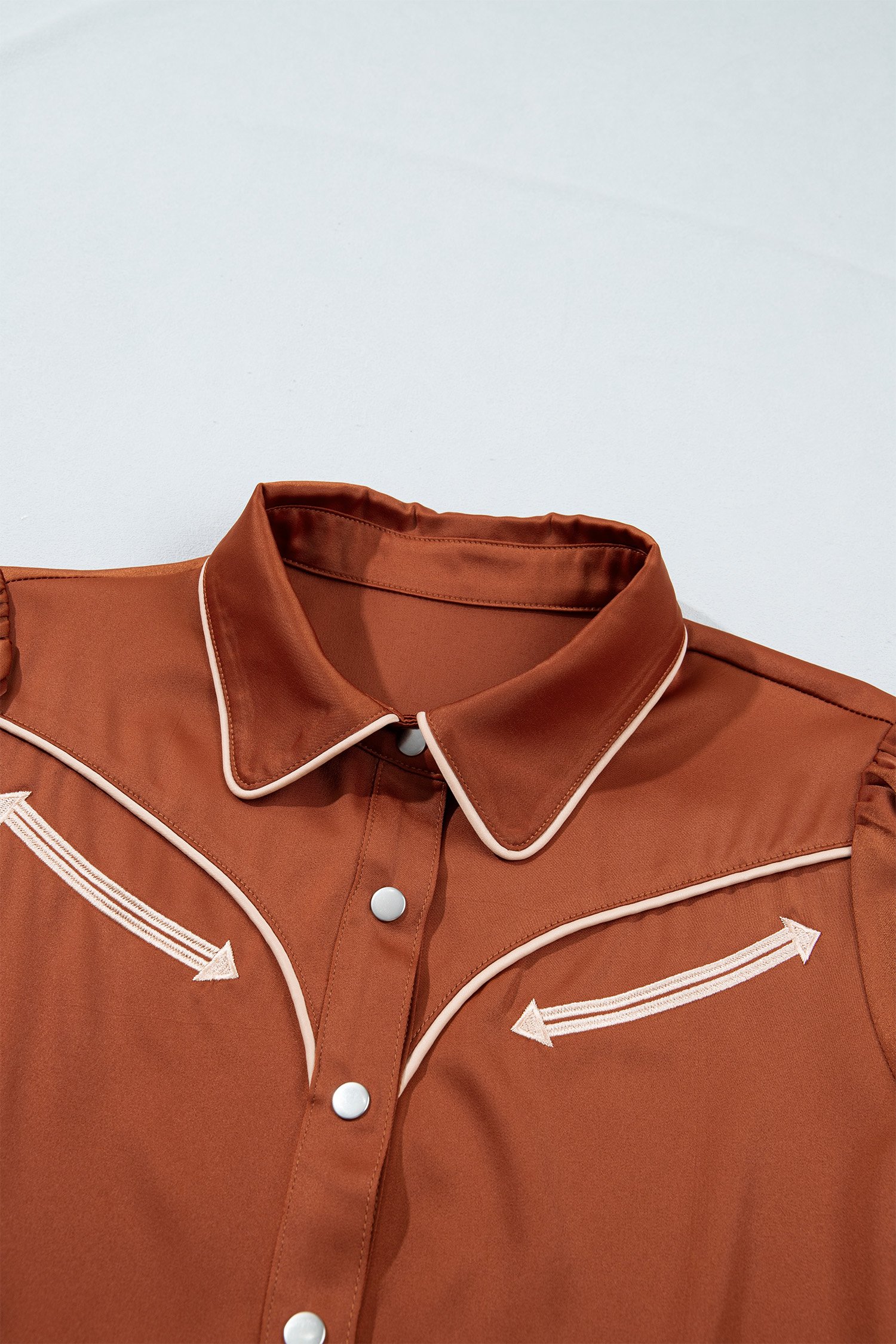 Cinnamon Silky Long Sleeve Button Front Western Fashion Shirt Cinnamon Silky Long Sleeve Button Front Western Fashion Shirt - Image 10