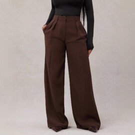 Loose Fit High Waist Wide Leg Slacks