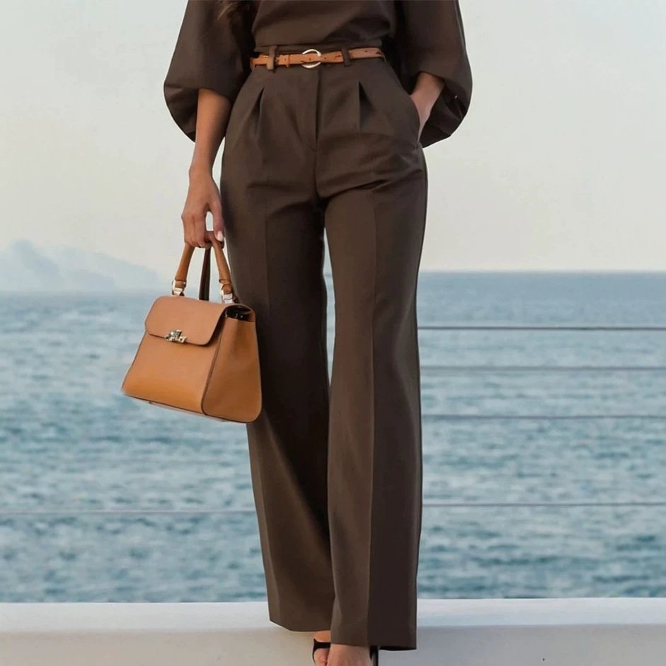 Belted High Waist Wide Leg Office Pants Belted High Waist Wide Leg Office Pants - Image 4