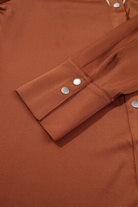Cinnamon Silky Long Sleeve Button Front Western Fashion Shirt Cinnamon Silky Long Sleeve Button Front Western Fashion Shirt - Image 9