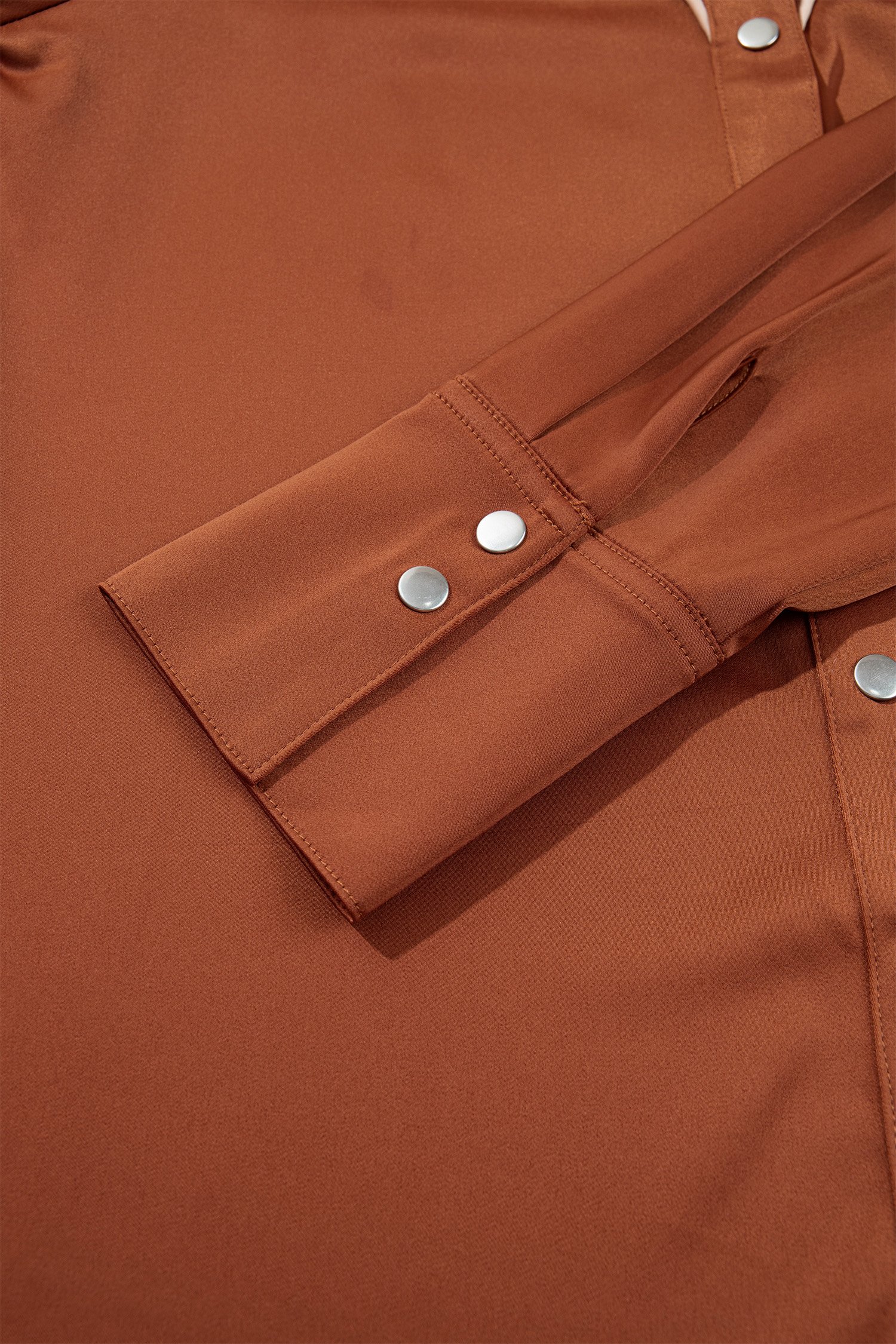 Cinnamon Silky Long Sleeve Button Front Western Fashion Shirt Cinnamon Silky Long Sleeve Button Front Western Fashion Shirt - Image 9
