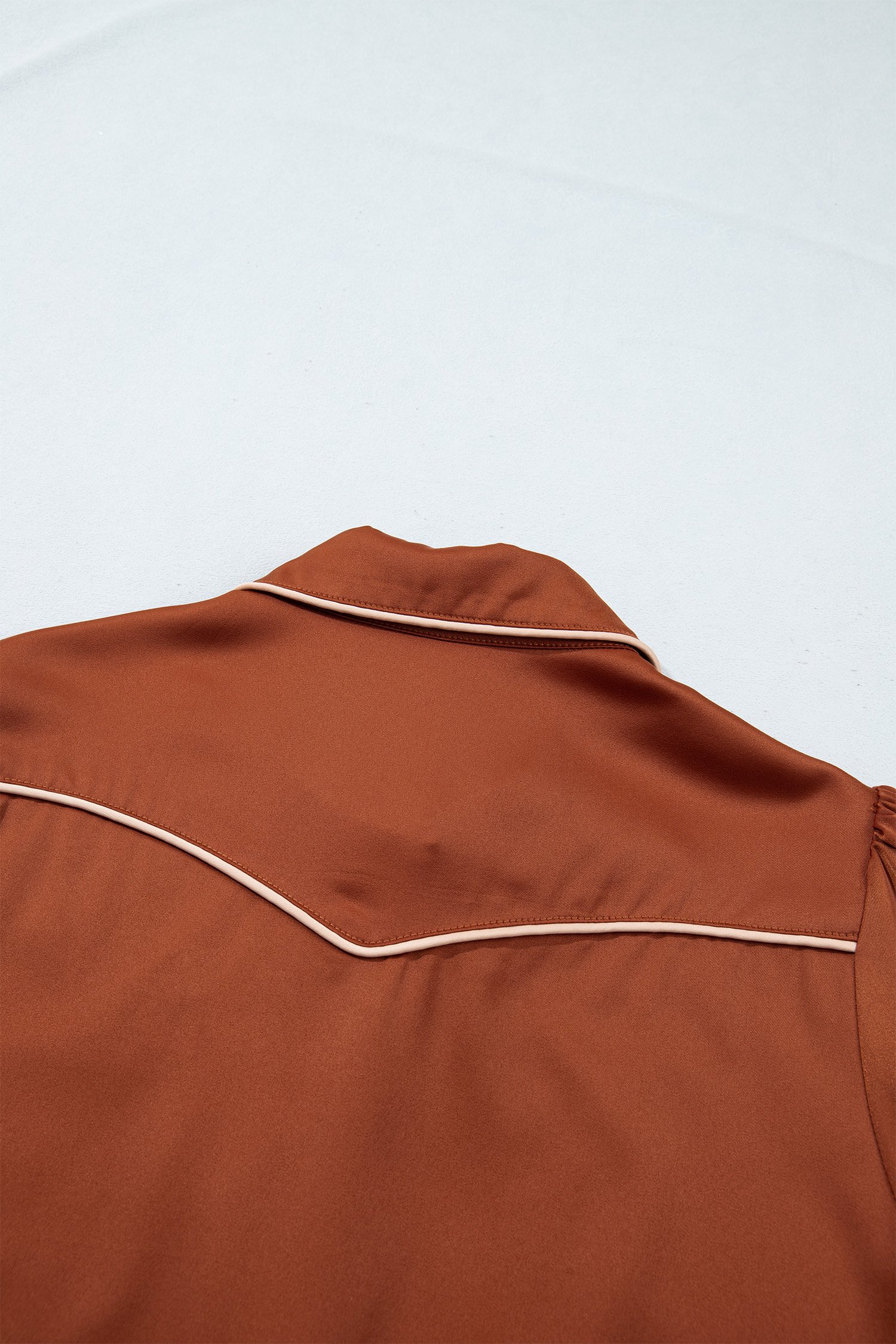 Cinnamon Silky Long Sleeve Button Front Western Fashion Shirt Cinnamon Silky Long Sleeve Button Front Western Fashion Shirt - Image 7