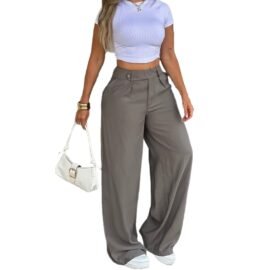 Tailored High Waist Wide Leg Trousers - Image 5