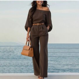 Belted High Waist Wide Leg Office Pants Belted High Waist Wide Leg Office Pants - Image 3