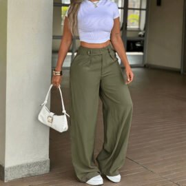 Tailored High Waist Wide Leg Trousers - Image 7