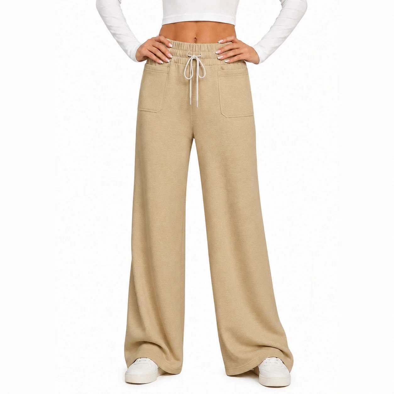 Wide-leg Pants Womens Loose Straight-leg Casual Trousers