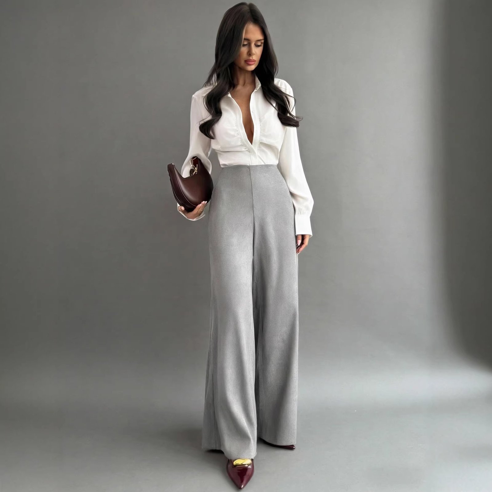 Womens Loose Straight-leg Casual Pants