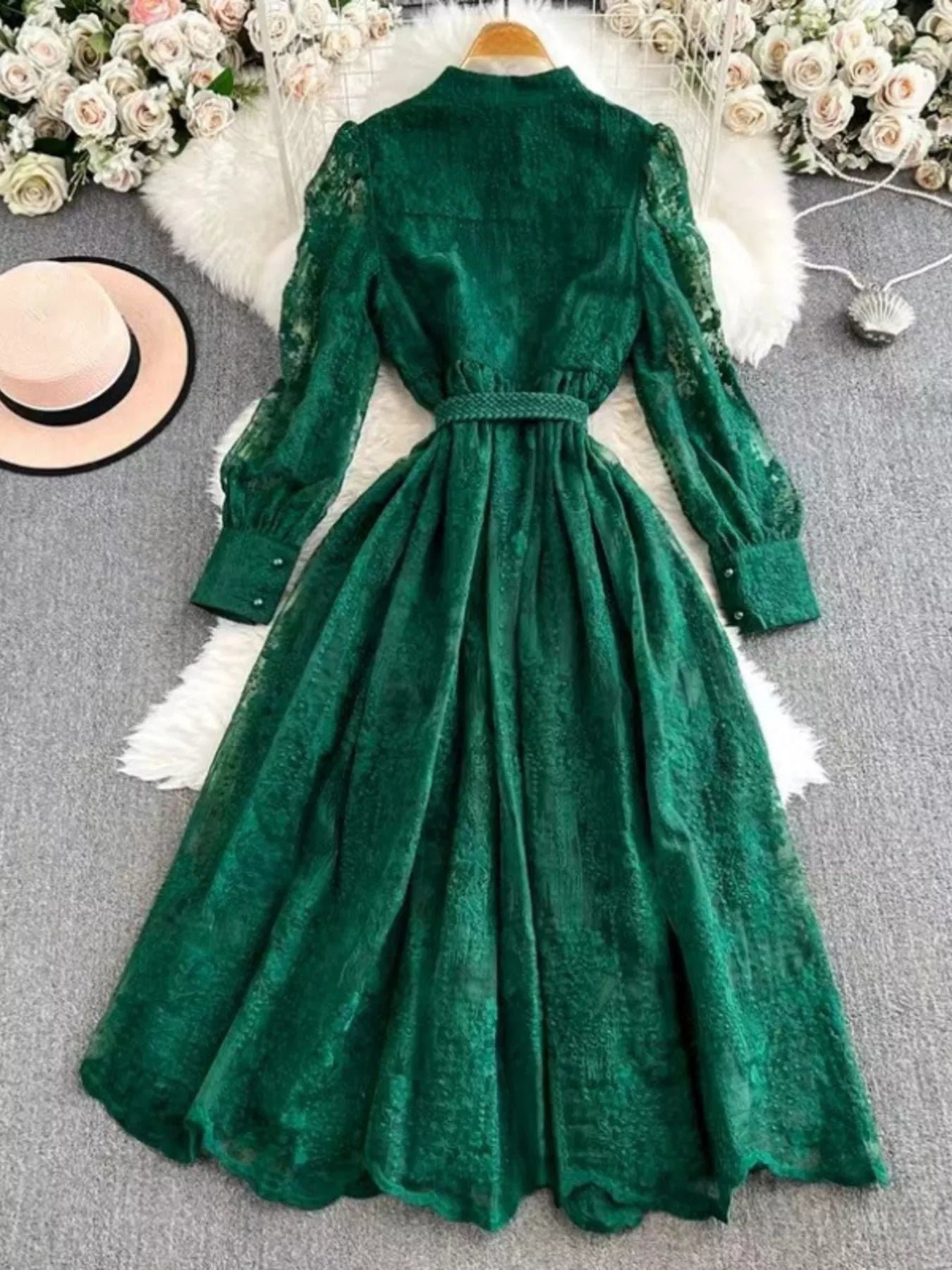 Lace Tie Waist Long Sleeve Dress 206af11ee51f4c938b8da92da9343c5a-Max-Origin