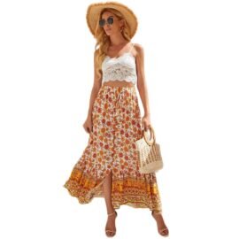 Printed slit skirt