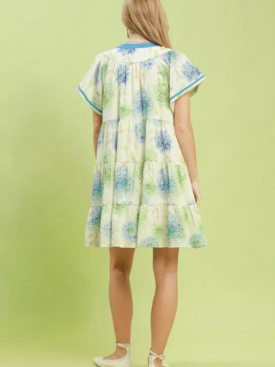 Umgee Floral Print Contrast Trim Tiered Babydoll Dress 224bba05-9e23-47dc-a24c-ca42a0e2a41c-Max-Origin