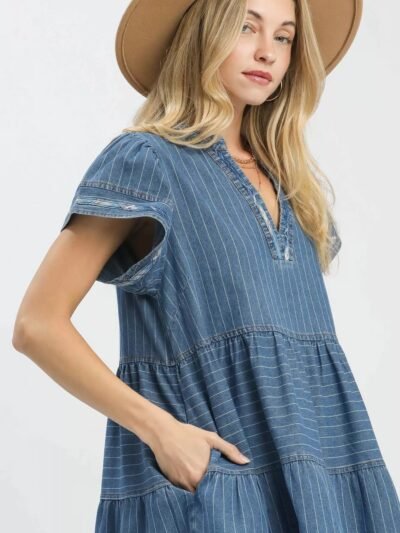Umgee Chambray Tiered Babydoll Dress 22fed012-6007-4d9a-adb5-445aac728489-Max-Origin