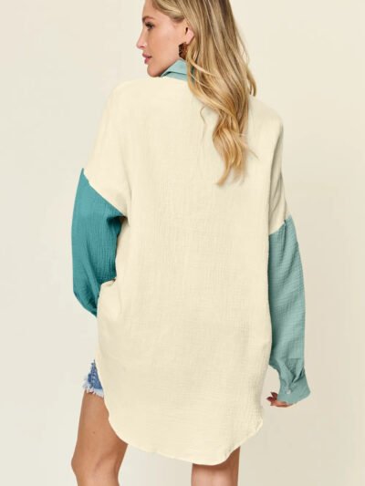 Double Take Full Size Pocketed Texture Button Up Shirt 2300d57f-2567-49a8-a556-30f5469c13f9-Max