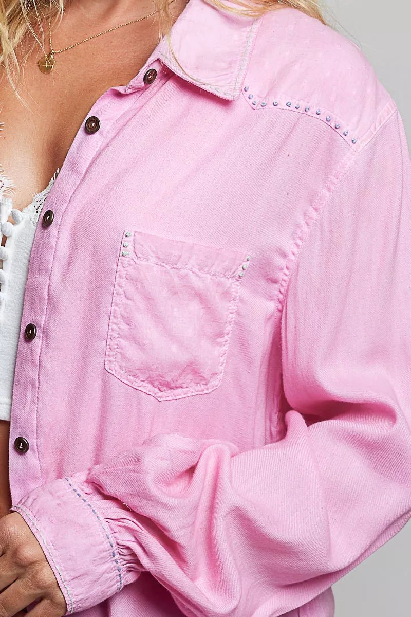 POL Washed Textured Cotton Western Button Front Shirt 24d8763a-ca5a-409c-867c-bb1acce7b32f-Max-Origin